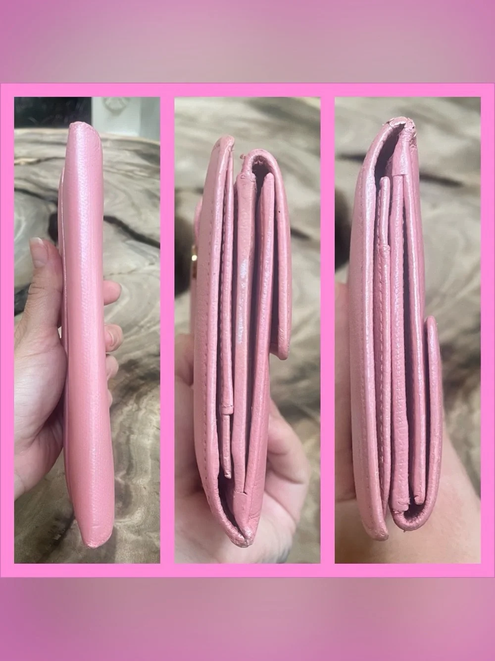 Chanel continental iridescent pink gold long wallet.